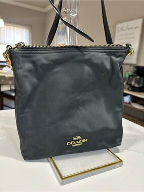 Coach Vintage Rose Print Nylon Leather Turnlock Cargo Crossbody Bag
